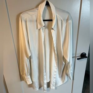 H&M, White Satin, oversized Button-Up